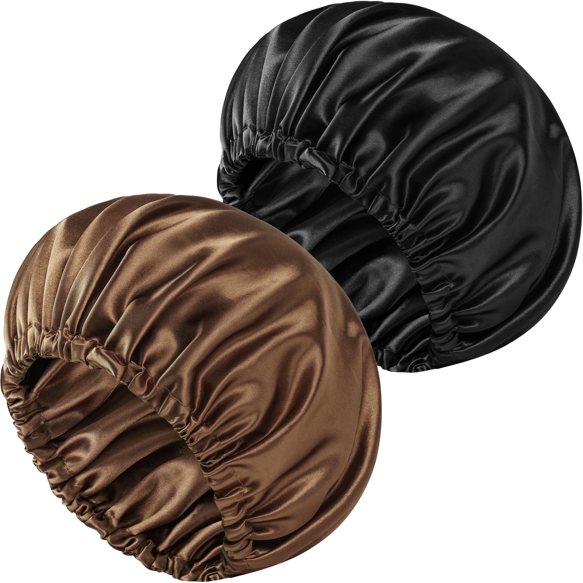 2 PCS Satin Bonnet Double Layer Sleep Hair Silk Bonnet for Sleeping Women Curly Natural Hair